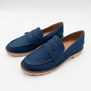 Blondo Waterproof Penny Loafer Lug Sole Slip-On Shoes Denim Blue 7.5 NEW